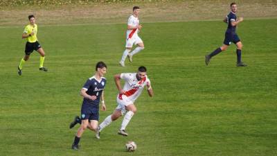 Fotografija z današnjega derbija v Gorici med Pro Gorizio in Juventino (MAREGA/TIBALDI)