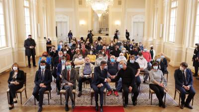 Z današnje slovesnosti v predsedniški palači (DANIEL NOVAKOVIČ/STA)