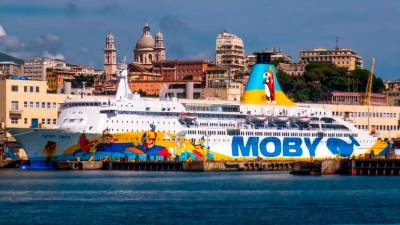 Trajekt Moby Drea junija v genovskem pristanišču (SHIPS SPOTTING LIVORNO/FACEBOOK)