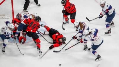 Ženski finale v hokeju, ZDA proti Kanadi (ANSA)