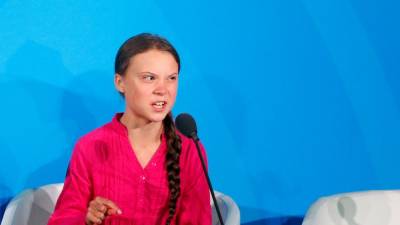 Greta Thunberg med včerajšnjim govorom (AP)