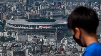 Pogled na Narodni stadion v Tokiu, kjer bo potekala slovesna otvoritev olimpijskih iger (ANSA)