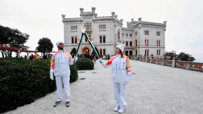 Olimpijsko baklo so sprejeli v Miramaru (LUCA TEDESCHI/FOTODAMJ@N)