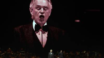 epa12899701 Italian singer Andrea Bocelli performs during a concert at Mexico City