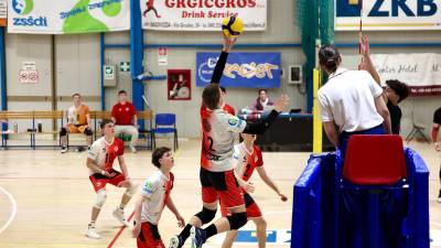 Odbojkarji SloVolleyja na današnji tekmi (TEDESCHI/FOTODAMJ@N)