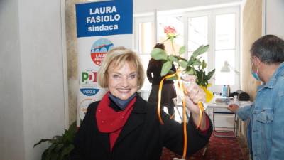 Laura Fasiolo na včerajšnji predstavitvi koalicije (BUMBACA)