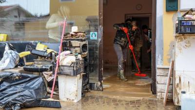 Razmere v krajih na Goriškem, ki jih je prizadela ujma in jih je včeraj obiskal vodja italijanske civilne zaščite Fabio Ciciliano (TIBALDI)