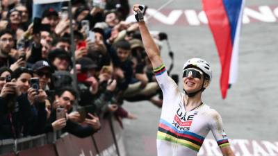 Tadej Pogačar je zmagal na nedavni dirki Strade bianche v Toskani