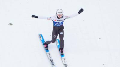 Nika Prevc na današnji tekmi svetovnega prvenstva (ANSA)