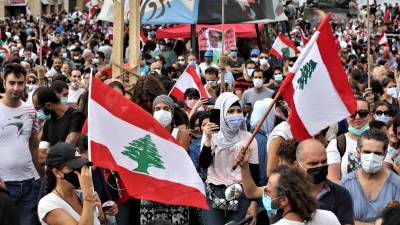 Današnji protesti v Bejrutu (ANSA)