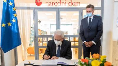 Predsednika Sergio Mattarella in Borut Pahor v Narodnem domu 13. julija 2020 (KVIRINAL)