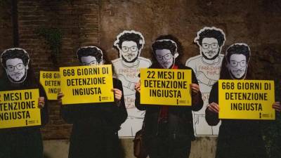 Demonstracija proti Patrickovemu priporu v Rimu (ANSA)