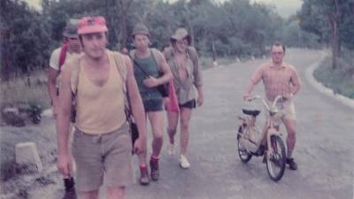 Boris Husu, za njim z leve Drago Milič, Silvij Verginella, Marjan Nabergoj, desno spremljevalec Vekoslav Rupel (ALOJZ KAPUN)