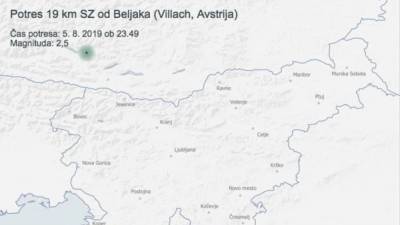 Epicenter potresa je bil 19 km severozahodno od Beljaka (ARSO)