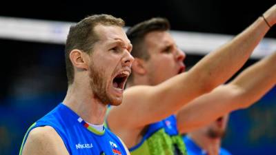 Tine Urnaut v slovenskem dresu na svetovnem prvenstvu v Italiji 2018 (ANSA)