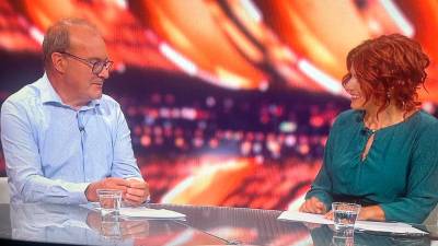 Miha Coren in Marjana Grčman na televizijski okrogli mizi (ZAJEM ZASLONA)