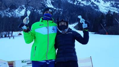 Zamejska smučarska prvaka 2022 Mattia Del Latte in Caterina Sinigoi (JNG)