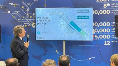 Predsednik tržaške pristaniške uprave Zeno D’Agostino med predstavitvijo v Berlinu (PRISTANIŠČE)