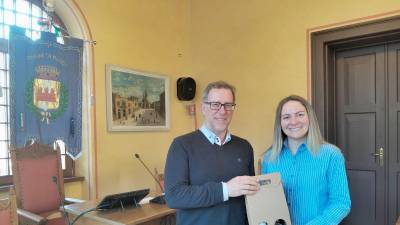 Miljski župan Paolo Polidori in nova lstnica miljskega gradu Federica Alessi