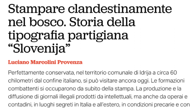 Naslovnica članka v spletnem glasilu VZPI-ANPI Patria Indipendente