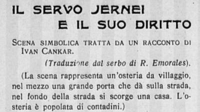 Odlomek iz Cankarjevega Hlapca Jerneja je leta 1910 objavila anarhistična revija La Rivolta, ki je izhajala tedensko (INTERNETCULTURALE.IT)