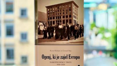 Platnica monografije <i>Ogenj, ki je zajel Evropo: Narodni dom v Trstu 1920–2020</i>