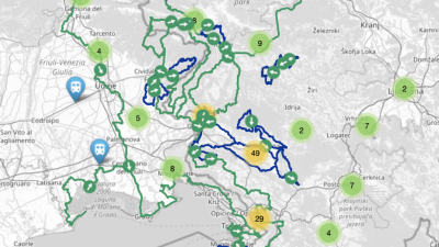Zemljevid alpsko-mediteranske kolesarske poti (BIKE-ALPEADRIA)