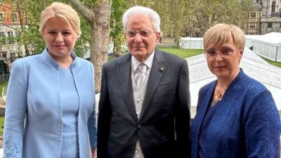 Slovaška predsednica Zuzana Čaputová, italijanski predsednik Sergio Mattarella in slovenska predsednica Nataša Pirc Musar