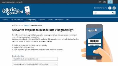 Del spletne strani je na voljo tudi v slovenskem jeziku (ZAJEM ZASLONA)