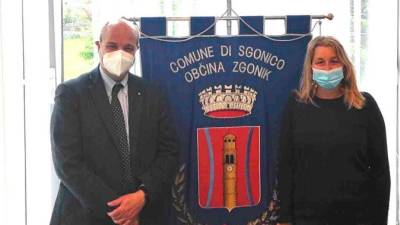 Predsednik OGS Nicola Casagli in zgoniška županja Monica Hrovatin (OBČINA ZGONIK)
