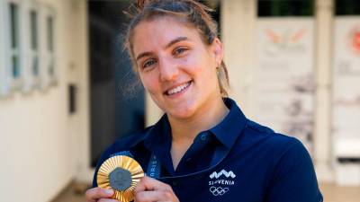 Judoistka Andreja Leški je na olimpijskih igrah v Parizu 2024 v kategoriji do 63 kilogramov osvojila zlato (ARHIV/SAŠO ŠVIGELJ/VEČER)