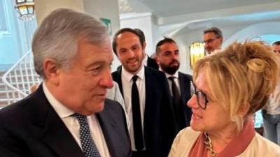 Antonio Tajani in kandidatka SSk Franca Padovan v Meranu (foto SSk)