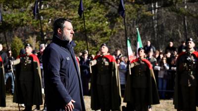 Italijanski podpredsednik vlade Matteo Salvini na bazovskem šohtu (TEDESCHI/FOTODAMJ@N)
