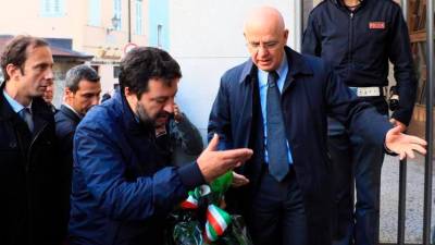 Z leve: Massimiliano Fedriga, Matteo Salvini in Giuseppe Petronzi (FOTODAMJ@N)