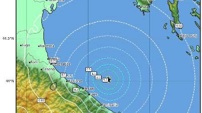 Nadžariščno območje današnjega potresa (INGV)