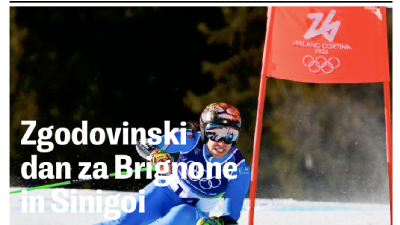 Prva stran Šport plus v današnjem torkovem Primorskem dnevniku (ZAJEM ZASLONA)