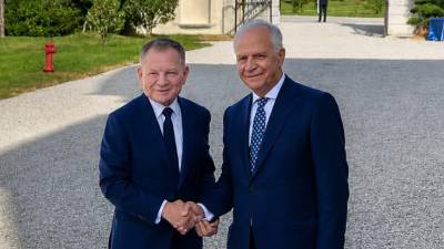 Notranja ministra Slovenije ter Italije Franci Matoz in Matteo Piantedosi (Foto Vonci)
