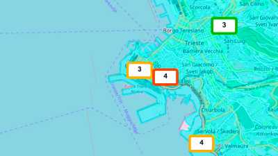 Koncentracije benzena na Tržaškem ob 10. uri (ARPA FVG)