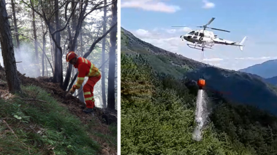 Na Postovčiču so gasili s helikopterjem (CIVILNA ZAŠČITA)