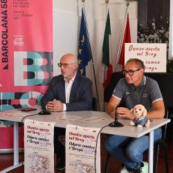 Dolinski žuoan Aleksander Coretti (levo) in prvi mož Barcolane Mitja Gialuz