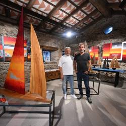 Marco Milcovich in Fulvio Cazzador v galeriji Kraške hiše (FOTODAMJ@N)