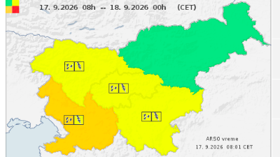 Arsovo vremensko opozorilo za danes (ARSO)