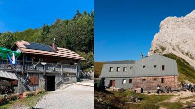 oča na Ljubelju naj planinska koča 2026 in Kamniška koča na Kamniškem sedlu naj visokogorska planinska koča 2026 (PZS/arhiv planinskih koč)