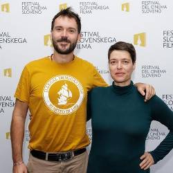 Leo Černic in producentka Tina Smrekar na Festivalu slovenskega filma (MATJAŽ RUŠT/FSF)