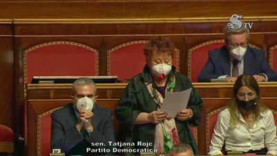 Senatorka Tatjana Rojc se je danes v senatu spomnila Borisa Pahorja (SENATO)