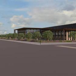 Grafični prikaz nove tovarne na goriškem letališču