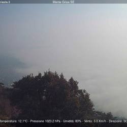 Nad Tržaškim zalivom se ponavlja vremenska slika preteklih dni, ozračje je vlažno in ponekod megleno (SPLETNA KAMERA CISAR OB 15.00)