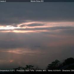 Pogled z Vejne na Tržaški zaliv danes ob 15.15 (SPLETNA KAMERA CISAR)