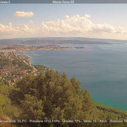 Pogled na Tržaški zaliv danes ob 16. uri (SPLETNA KAMERA CISAR)
