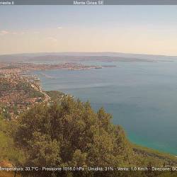Današnji pogled na Tržaški zaliv ob 15.15 (SPLETNA KAMERA CISAR)